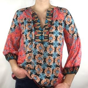 Feathers by Tolani Boho Print Top XS